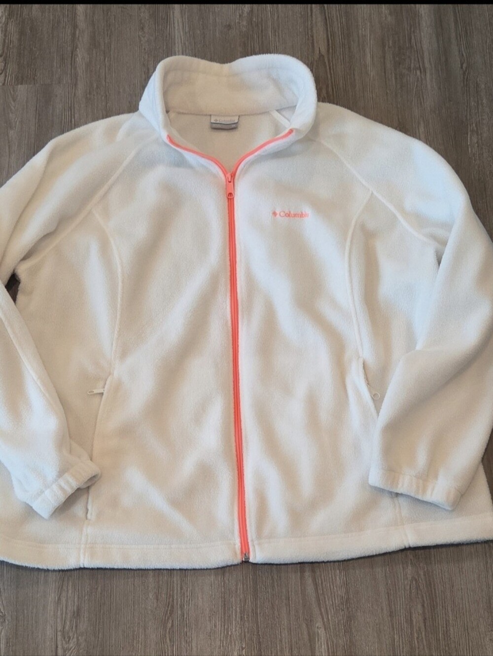 Columbia Women's Fleece Jacket  Sz Plus 2X  White & Orange Full Zip Feminine